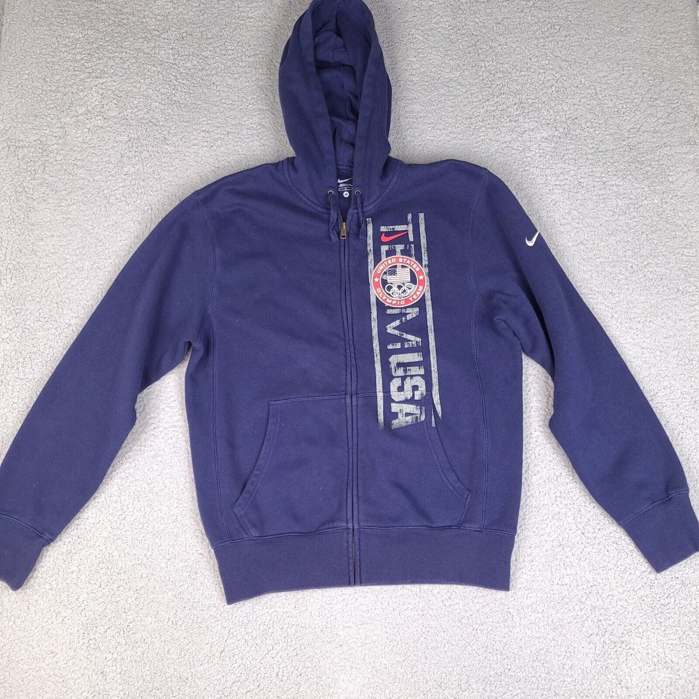 Nike Hoodie Sweatshirt Mens Medium Blue United States Olympic Team Full Zip